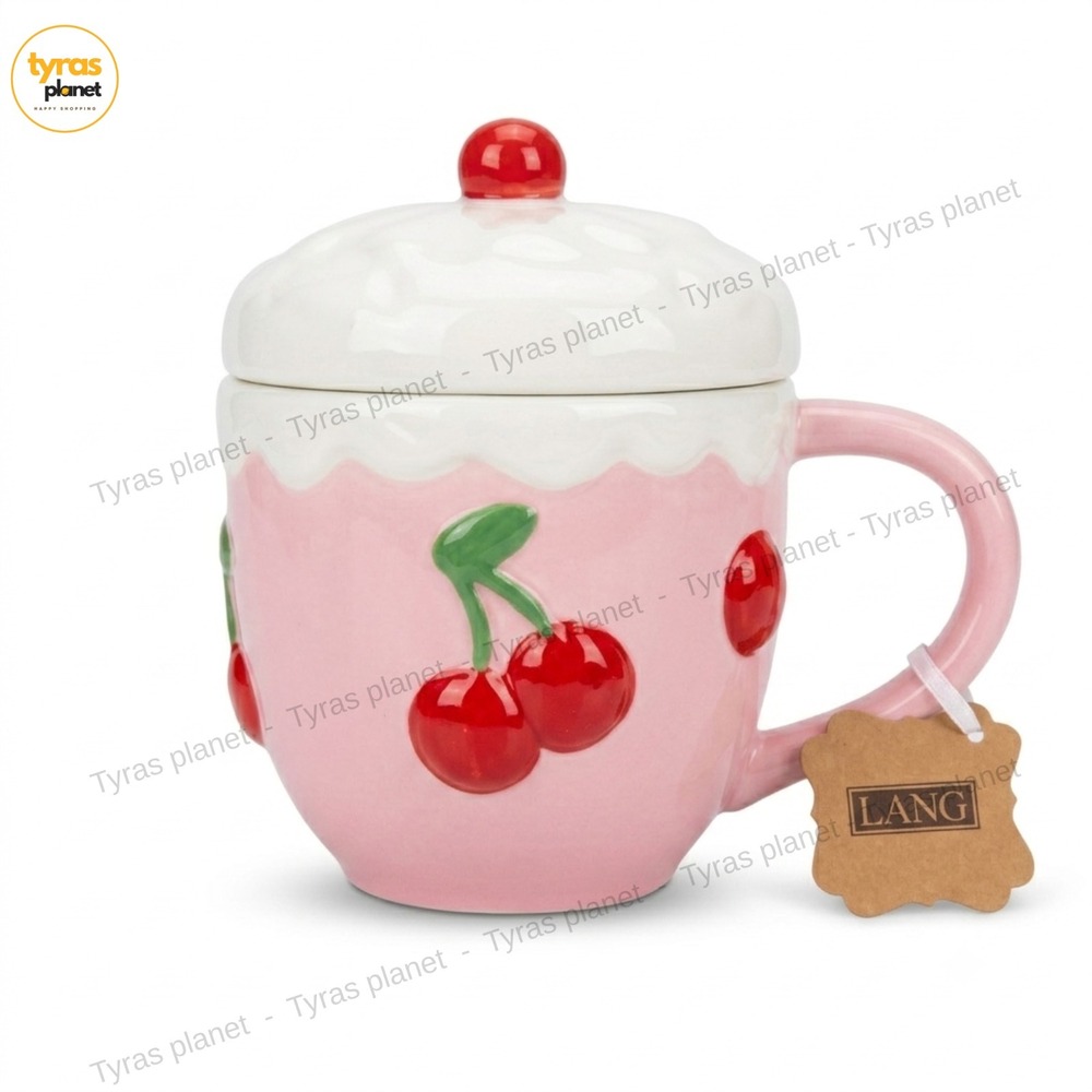 Pink Cherry Mug With Toppers Hand painted By Lang
